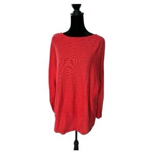 Michael Kors coral/pink/red Tunic sweater With Gold Zipper On Back size XL